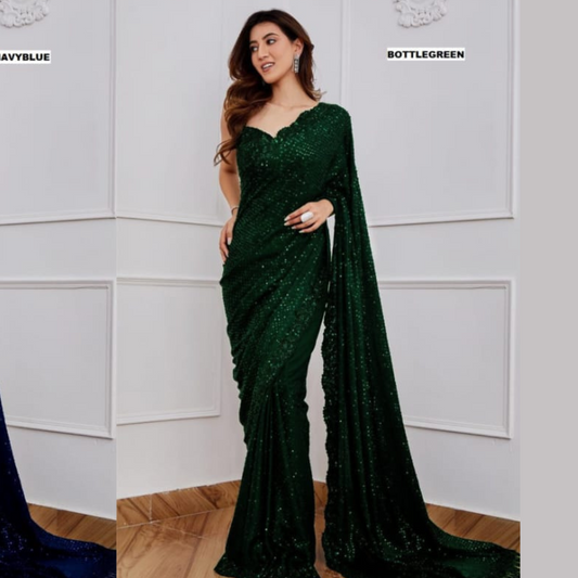 Green Georgette saree embellished with sequin