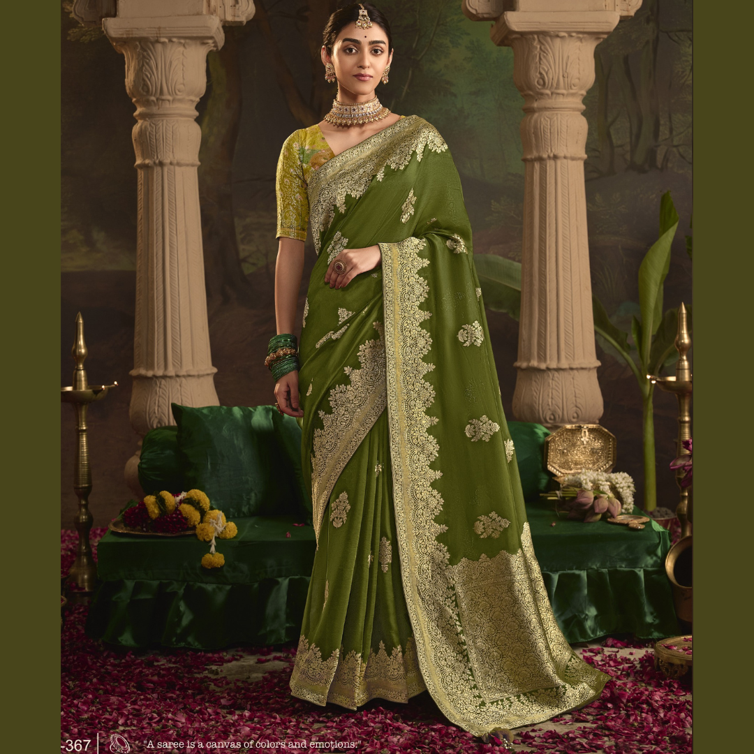 Silk Saree With Heavy Zari weaving Work And Tussles On Pallu & Designer Fancy Blouse Piece