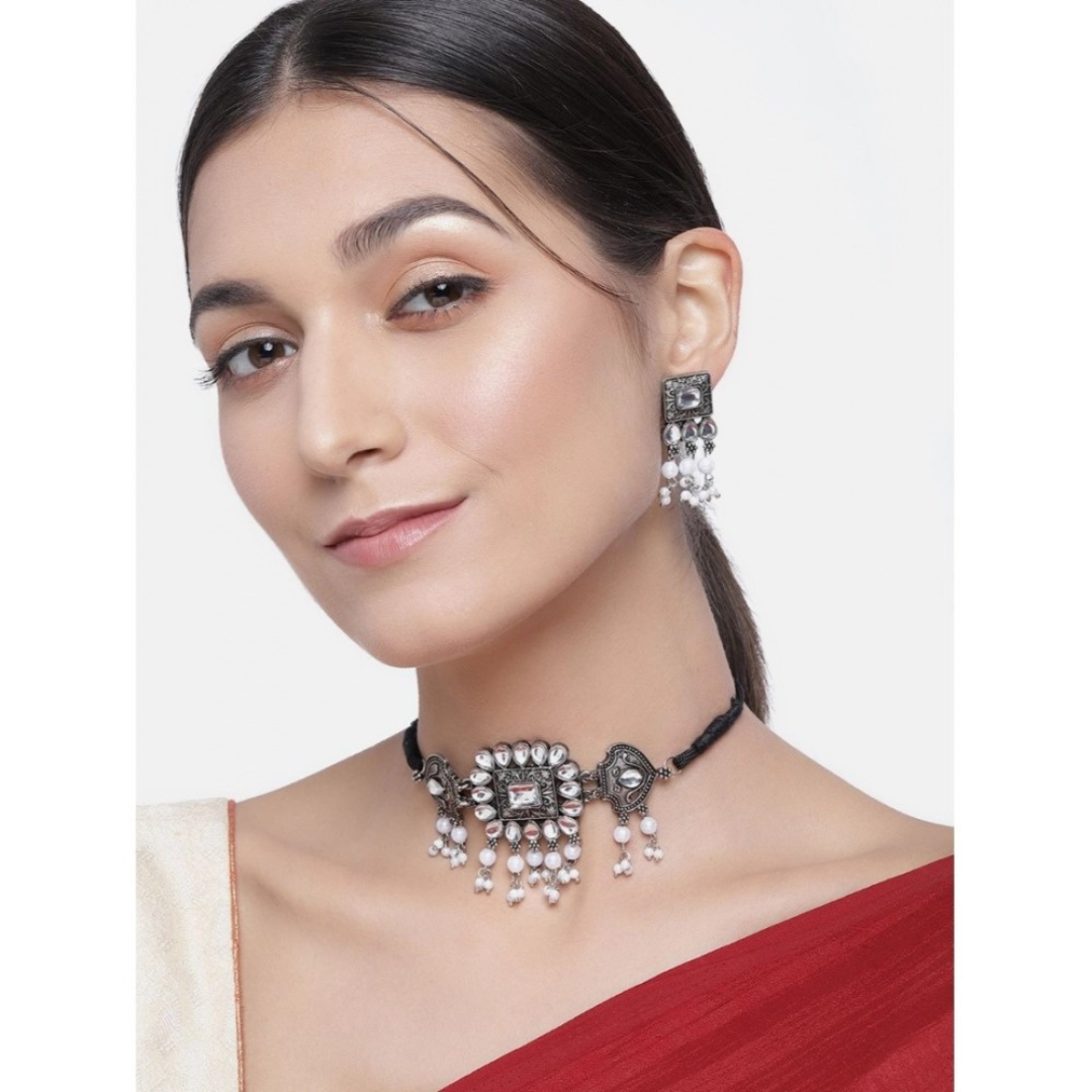 Women's silver Plated Alloy Necklace and Earrings Set