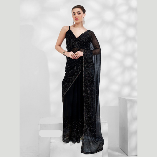 Black Shimmer Georgette saree embellished with Sequin