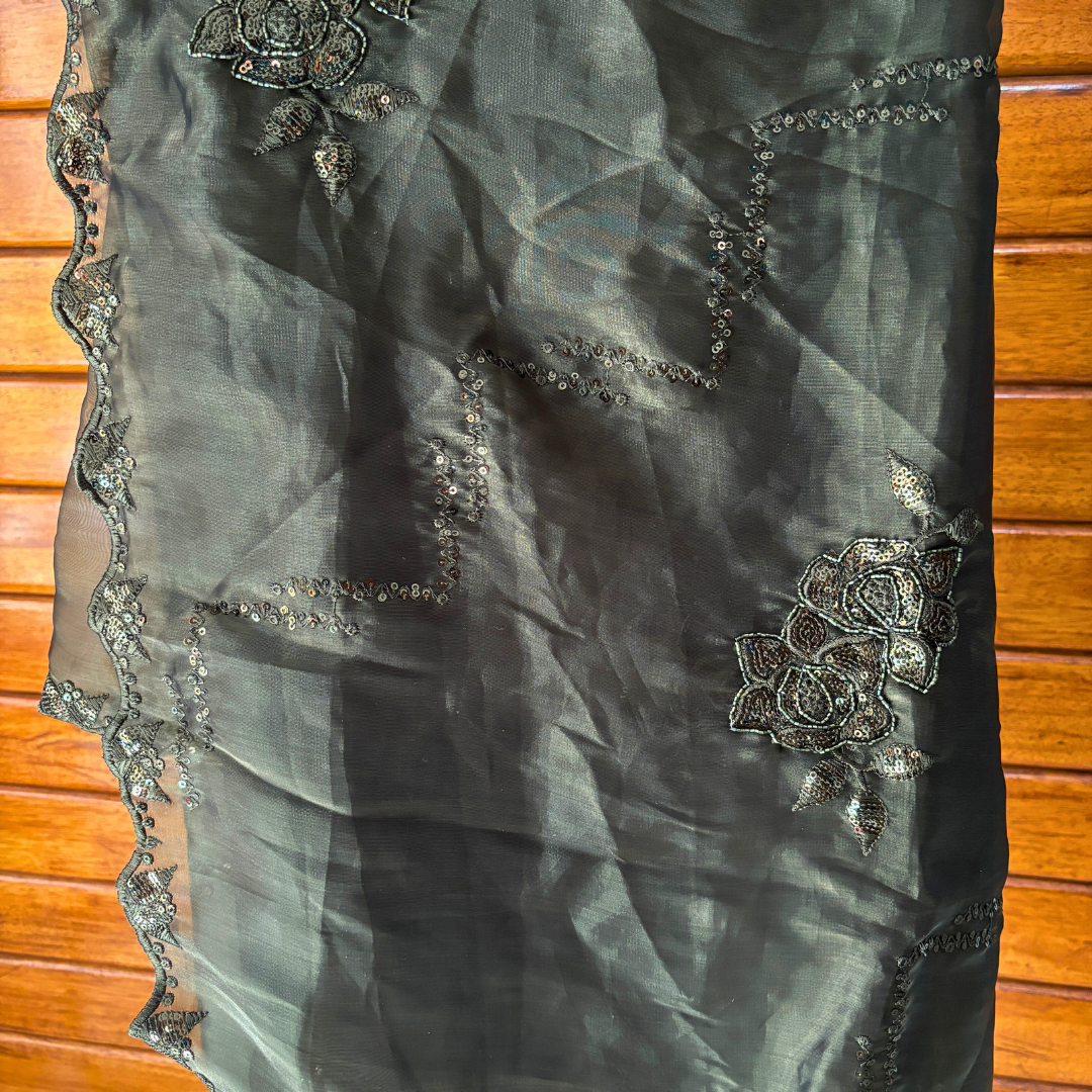 Dark Green with shimmer saree embellished with Sequin - Softest saree fabric