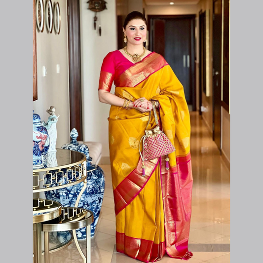 Soft Lichi Silk Saree with Exclusive Color Contrast Jacquard Border