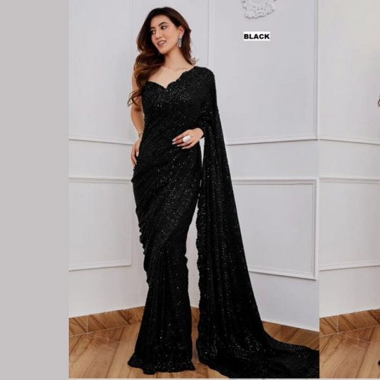 Black Georgette saree embellished with Sequin