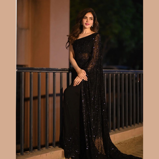 Black Georgette saree embellished with Sequin