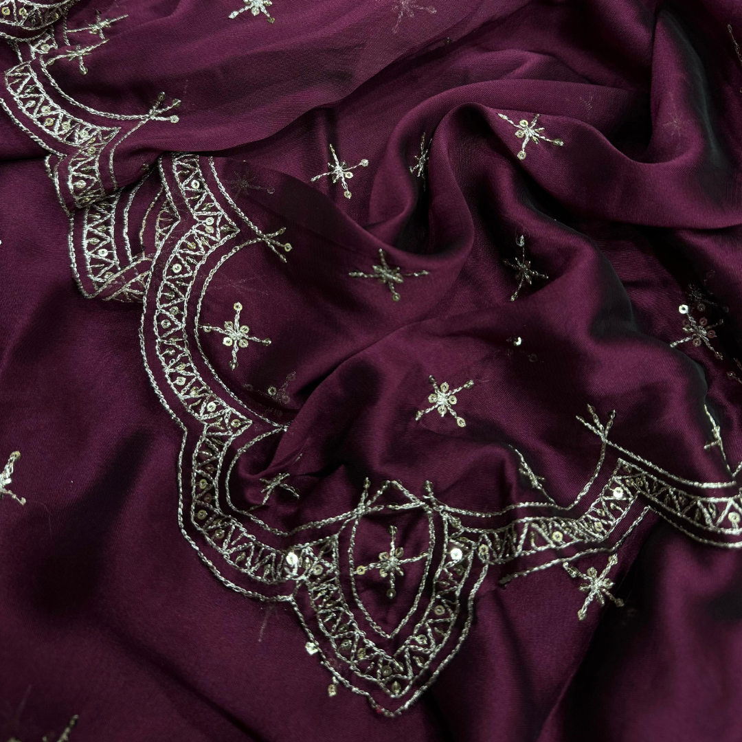 Wine Rangoli Silk saree embellished